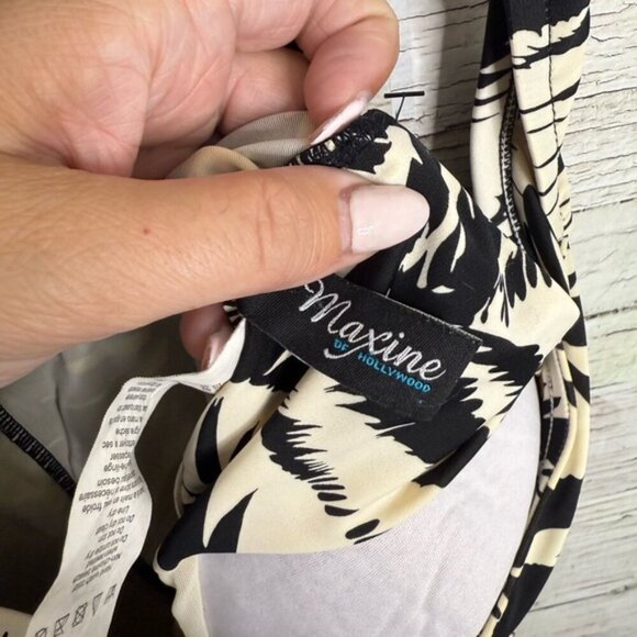 Maxine Of Hollywood cream black floral Ruched One Piece Swimsuit, 22W - Picture 4 of 9